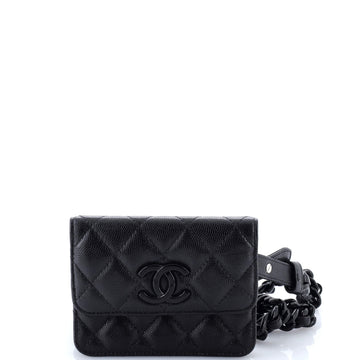 Chanel My Everything Flap Card Holder Belt Bag Quilted Caviar