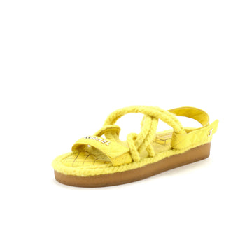 Chanel Women's Cord Velcro Dad Sandals Quilted Leather