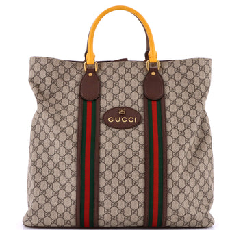Gucci Neo Vintage Web Soft Tote GG Coated Canvas Tall