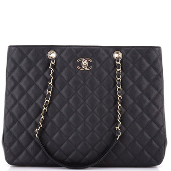 Chanel Classic CC Shopping Tote Quilted Caviar Large