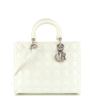 Christian Dior Lady Dior Bag Cannage Quilt Patent Large
