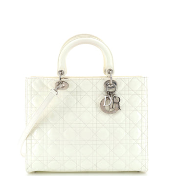 Christian Dior Lady Dior Bag Cannage Quilt Patent Large