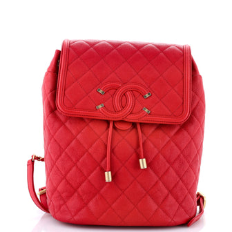 Chanel Filigree Backpack Quilted Caviar Large