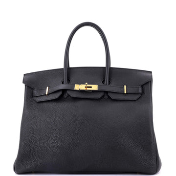Hermes Birkin Handbag Black Togo with Gold Hardware 35