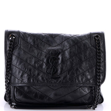 Saint Laurent Niki Chain Flap Bag Matelasse Chevron Leather Medium