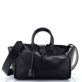 Saint Laurent Monogram Cabas Downtown Leather with Crocodile Embossed Leather Small