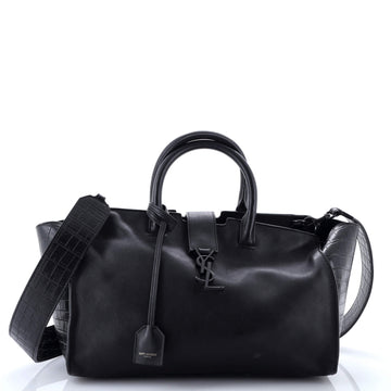 Saint Laurent Monogram Cabas Downtown Leather with Crocodile Embossed Leather Small