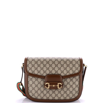 Gucci Horsebit 1955 Shoulder Bag GG Coated Canvas with Leather Large