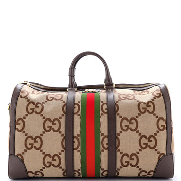 Gucci Savoy Web Convertible Duffle Bag Jumbo GG Canvas Large