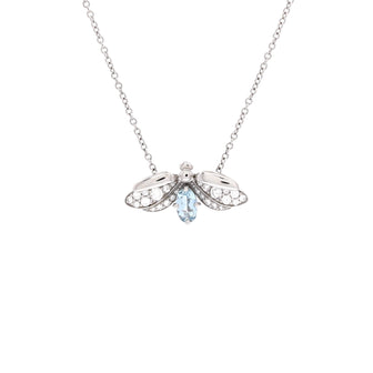 Tiffany & Co. Paper Flowers Firefly Pendant Necklace Platinum with Diamonds and Aquamarine Small
