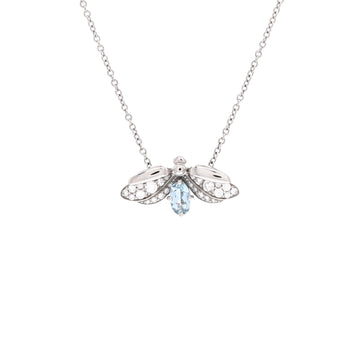 Tiffany & Co. Paper Flowers Firefly Pendant Necklace Platinum with Diamonds and Aquamarine Small