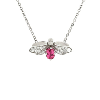 Tiffany & Co. Paper Flowers Firefly Pendant Necklace Platinum with Diamonds and Pink Tourmaline Small