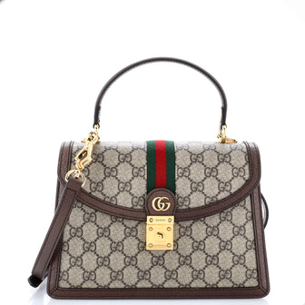 Gucci Ophidia Flap Top Handle Bag GG Coated Canvas Small