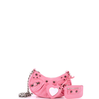 Balenciaga Le Cagole Giant Studs Chain Shoulder Bag Leather XS