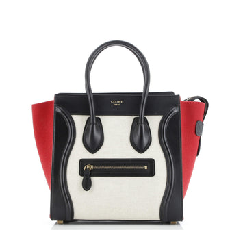 Celine Tricolor Luggage Bag Canvas and Leather Micro