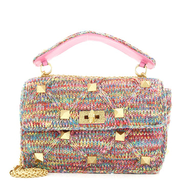 Valentino Garavani Roman Stud Flap Bag Quilted Knit Large