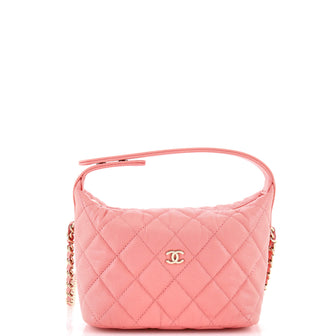 Chanel CC Hobo Clutch with Chain Quilted Caviar
