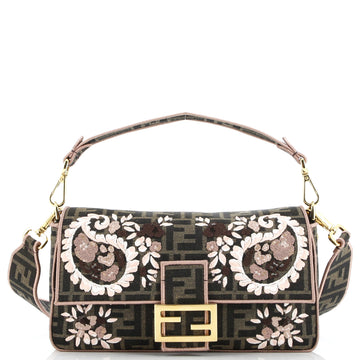 Fendi Baguette NM Bag Embroidered Zucca Canvas Medium