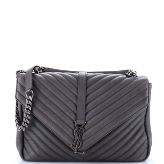Saint Laurent Classic Monogram College Bag Matelasse Chevron Leather Large