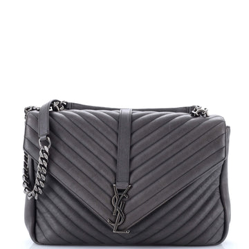 Saint Laurent Classic Monogram College Bag Matelasse Chevron Leather Large