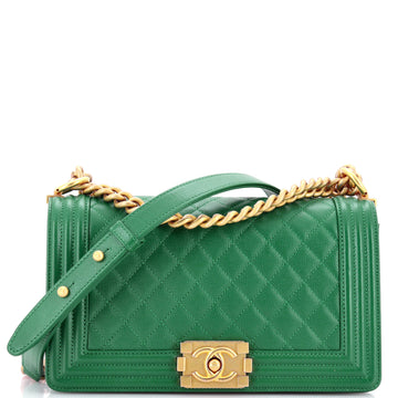 Chanel Boy Flap Bag Quilted Caviar Old Medium