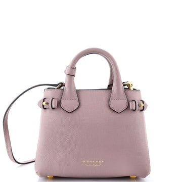 Burberry Banner Tote Leather and House Check Canvas Mini