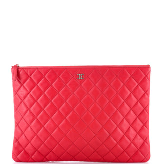 Chanel O Case Clutch Quilted Lambskin Large