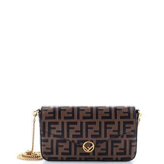 Fendi F is Fendi Envelope Clutch on Chain Zucca Embossed Leather
