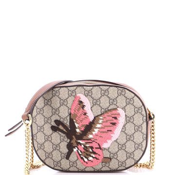 Gucci Chain Crossbody Bag Embroidered GG Coated Canvas Mini
