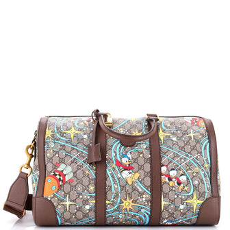 Gucci Disney Donald Duck Convertible Duffle Bag Printed GG Coated Canvas Medium