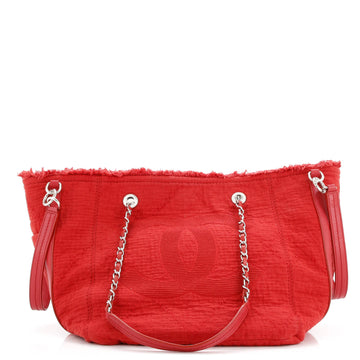 Chanel Double Face Deauville Tote Fringe Quilted Canvas Small