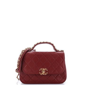 Chanel Chain Infinity Top Handle Bag Quilted Lambskin Small