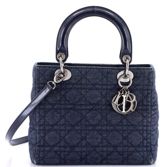 Christian Dior Lady Dior Bag Cannage Quilt Denim Medium