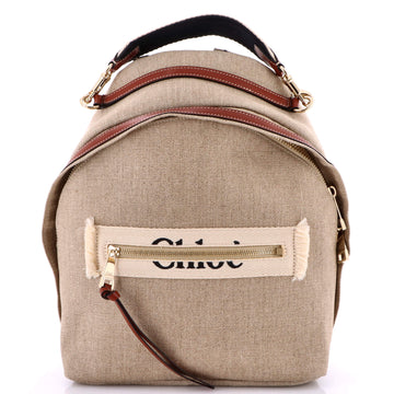 Chloe Woody Backpack Linen with Leather