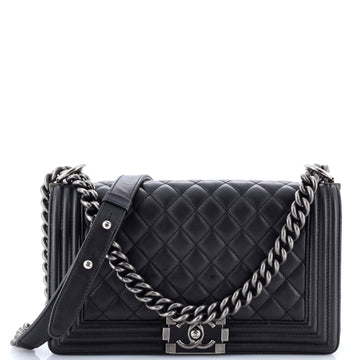 Chanel Boy Flap Bag Quilted Lambskin Old Medium