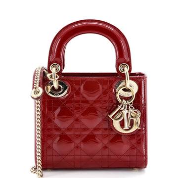 Christian Dior Lady Dior Chain Bag Cannage Quilt Patent Mini