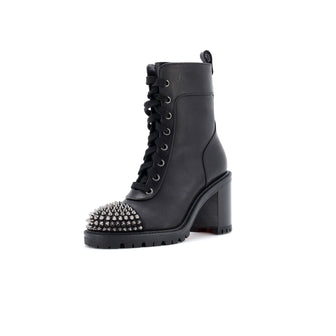 Christian Louboutin Women's Ts Croc Spikes Combat Boots Leather 70