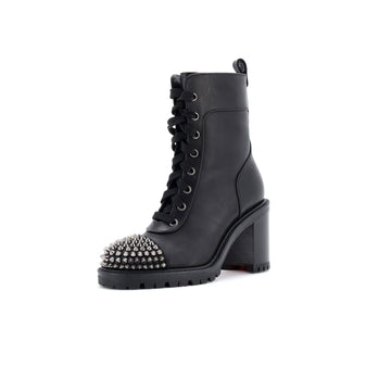 Christian Louboutin Women's Ts Croc Spikes Combat Boots Leather 70