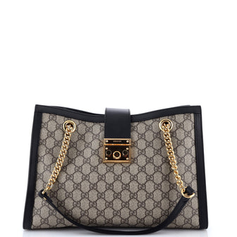 Gucci Padlock Chain Tote GG Coated Canvas with Leather Medium