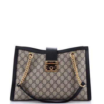 Gucci Padlock Chain Tote GG Coated Canvas with Leather Medium