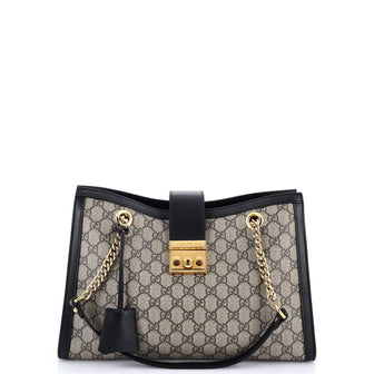 Gucci Padlock Chain Tote GG Coated Canvas with Leather Medium