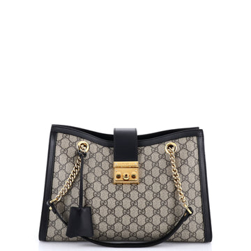 Gucci Padlock Chain Tote GG Coated Canvas with Leather Medium