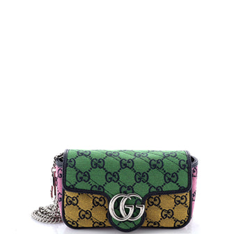 Gucci GG Marmont Flap Bag Diagonal Quilted GG Canvas Super Mini
