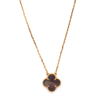 Van Cleef & Arpels Vintage Alhambra Pendant Necklace 18K Rose Gold and Grey Mother of Pearl