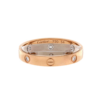 Cartier Love 6 Diamonds Double Ring 18K Rose Gold and 18K White Gold with Diamonds