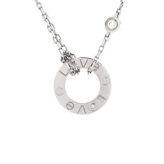 Cartier 2 Diamonds Love Pendant Necklace 18K White Gold with Diamonds