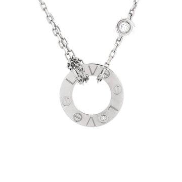 Cartier 2 Diamonds Love Pendant Necklace 18K White Gold with Diamonds