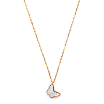 Van Cleef & Arpels Sweet Alhambra Butterfly Pendant Necklace 18K Yellow Gold and Mother of Pearl