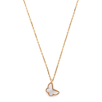 Van Cleef & Arpels Sweet Alhambra Butterfly Pendant Necklace 18K Yellow Gold and Mother of Pearl