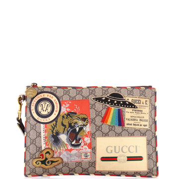 Gucci Courrier Pouch GG Coated Canvas with Applique